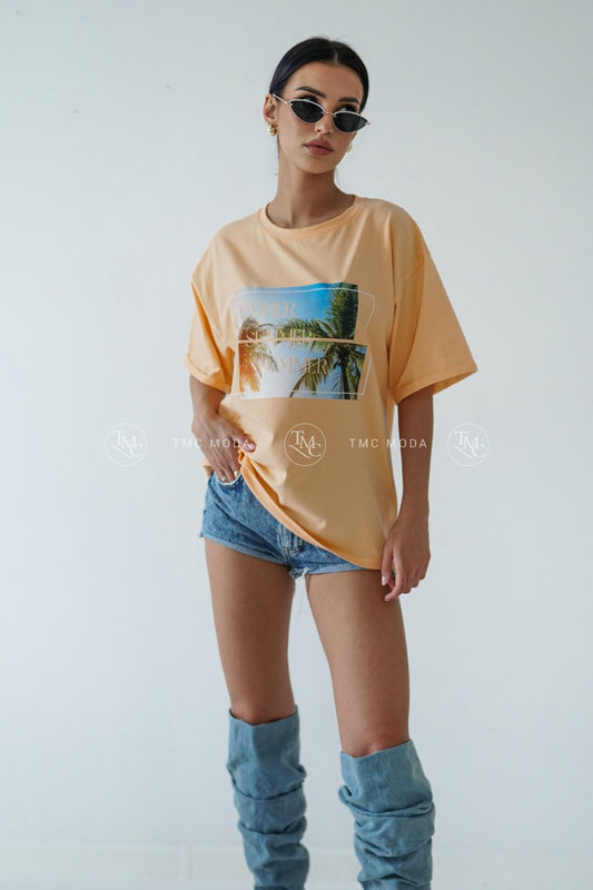 Bavlněné tričko s krátkým rukávem Summer- oranžové (BLK144-24)