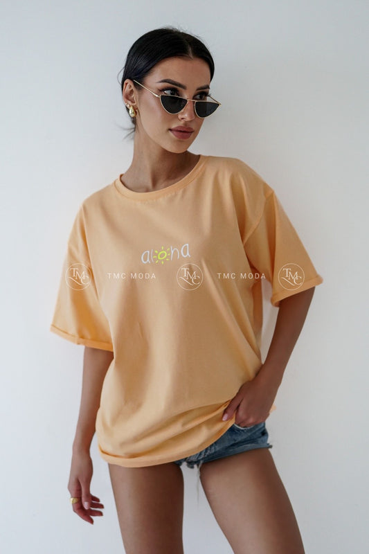 Bavlněné tričko s krátkým rukávem Aloha- oranžové (BLK143-24)