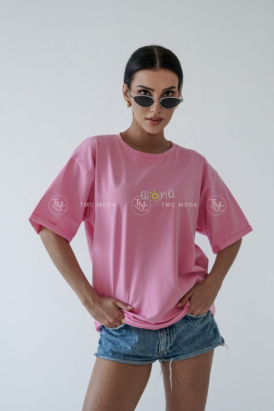 Bavlněné tričko s krátkým rukávem Aloha- růžové (BLK143-24)