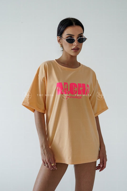 Bavlněné tričko s krátkým rukávem Aloha Paradise- oranžové (BLK92-23)