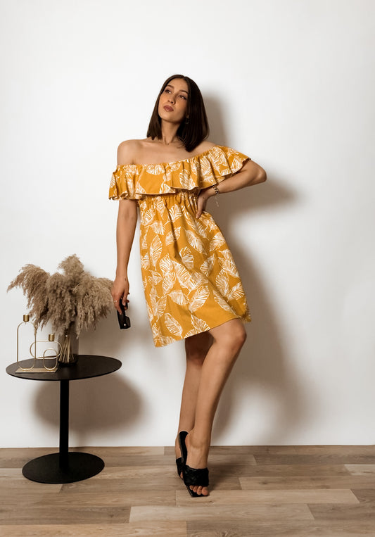 Krátké letní šaty Palermo - tmavě žlutá